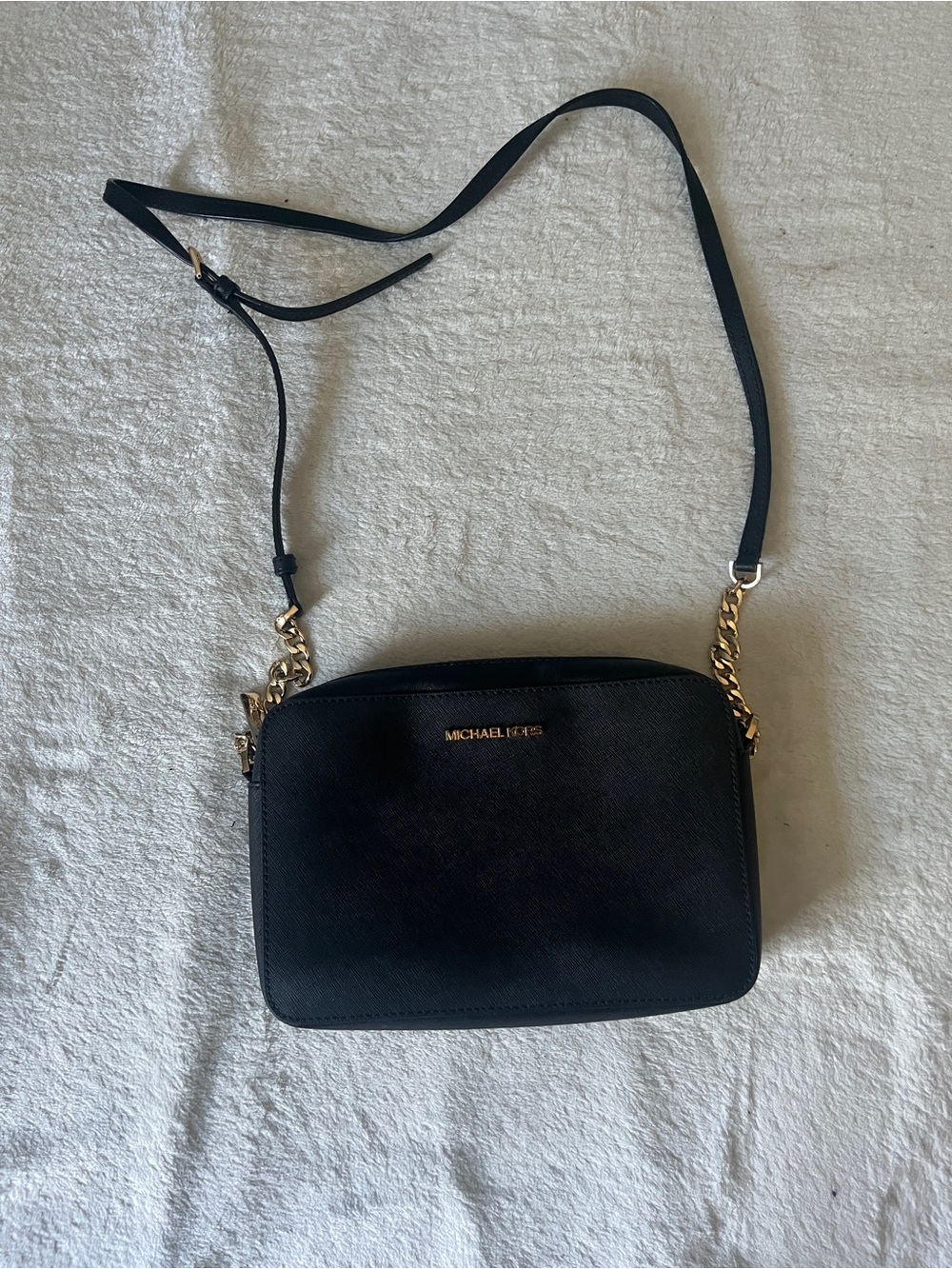 Michael Kors Black Crossbody with Gold Chain Strap
